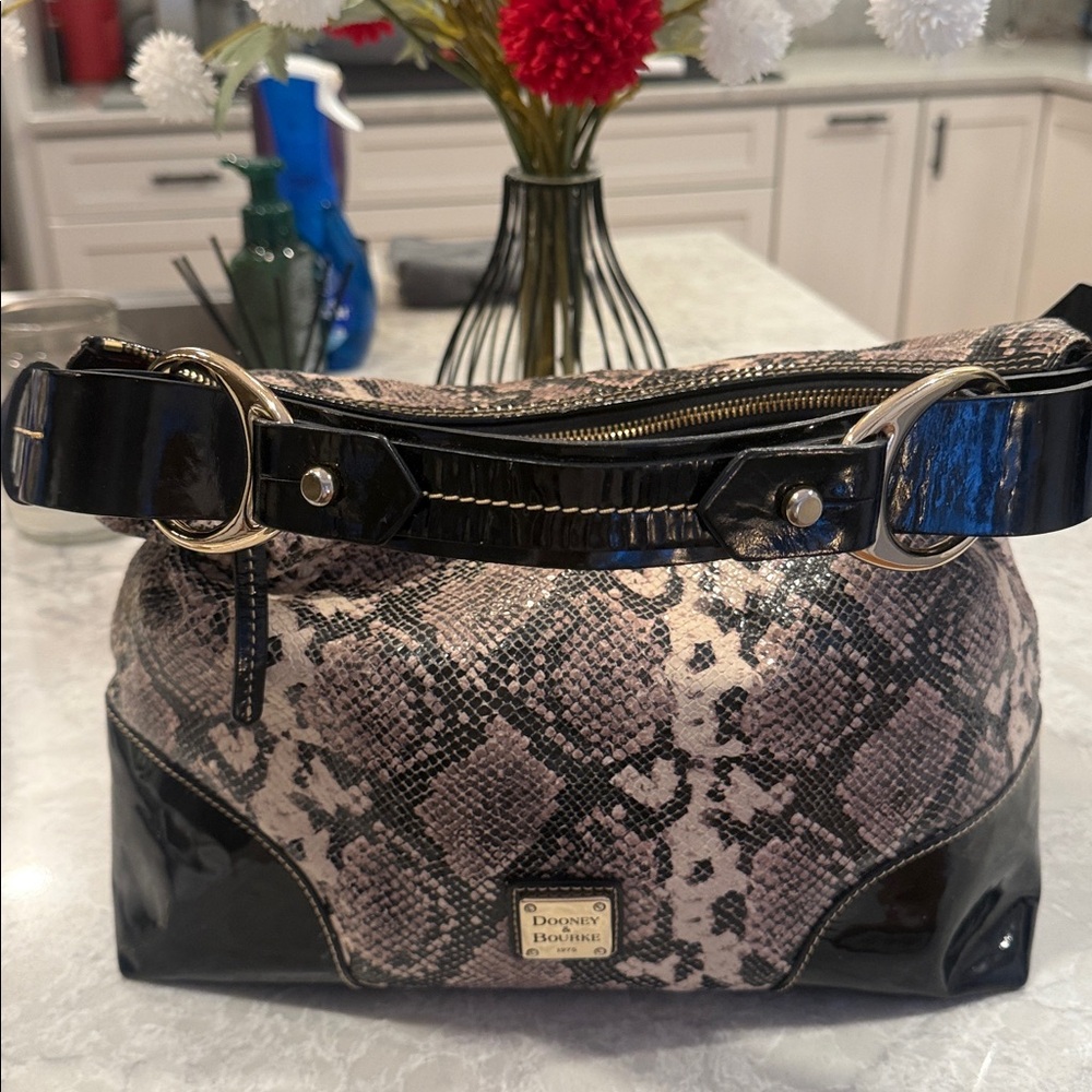 Dooney and Bourke, python, black and gray hobo sh… - image 9